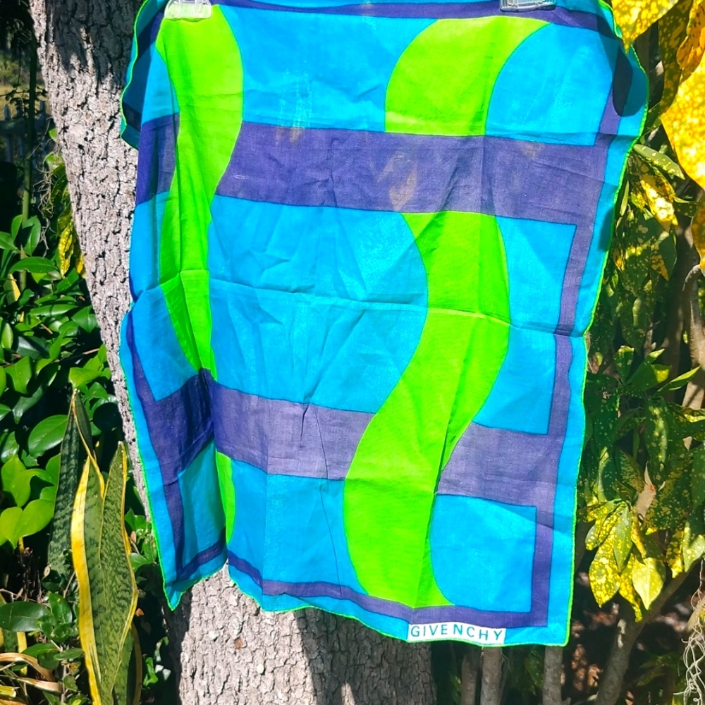 Givenchy hand rolled cotton 80s scarf